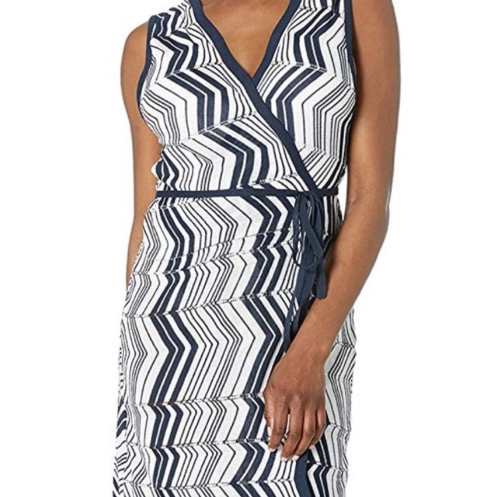 Trina Turk Navy and White Geometric Swim Coverup